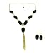 Black Gold Tone Long Beaded Cocktail Necklace Earring