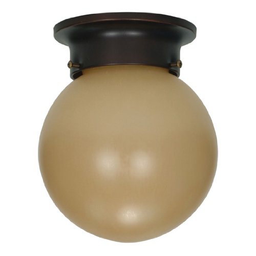 1 Light Ceiling Mount Ball Fixture - Mohogany Bronze / Champagne Linen Washed Glass - Nuvo Lighting 60-1279