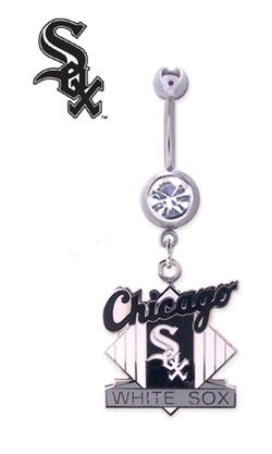 Chicago White Sox Silver Plated 14 Gauge Belly Button Ring