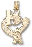 Los Angeles Angels of Anaheim Solid 10K Gold ''I Heart A'' 3/4'' Pendant