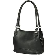 Fontanelli Black stiched Soft Leather Handbag