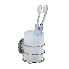 Wenko 18779100 Zahnputzbecher Turbo-Loc - Befestigen ohne Bohren, Chrom, Kunststoff, 7.5 x 10 x 9 cm, wei� satiniert