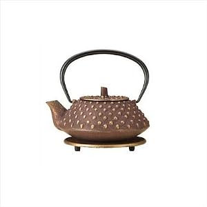 BonJour Cast Iron Teapot with Stainless Steel Infuser and Matching Trivet, Hob Nail Design by BonJour