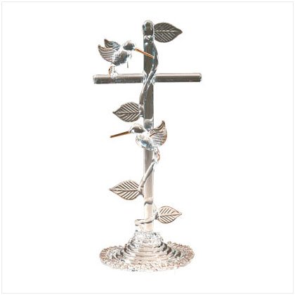 Spun Glass Hummingbirds Cross