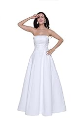 Strapless Sleeveless Beaded Applique Lace Satin Floor Length  Dress