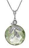 14k White Gold 18 Necklace with Green Amethyst Pendant