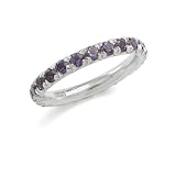 14K Italian White Gold Amethyst Anniversary Band