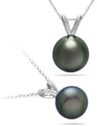 9.0-9.5 mm Tahitian Pearl Pendant in 18K White Gold