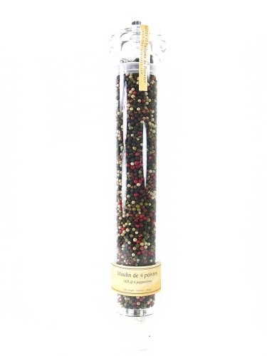 Huge 4 Peppers peppercorns French Pepper grinder mill refillable 280 gr 9.80 oz by Touch of Europe PP
