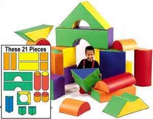 Childrens Toyshop  Toys : Children's Factory Big Blocks Set A - 21 Oversized Soft Module Blocks