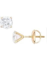 1 1/2 Carat Diamond Stud 14K Yellow Gold Earrings