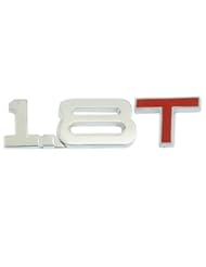 Automotive Parts and Accessories: Silver Tone Red Alloy 1.8T Displacement Badge Sticker for Car - Amico