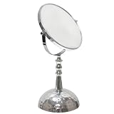 Aquatico Bormio Double Face Adjustable 5X Pedestal Vanity Mirror, Hammered Base, Chrome by 