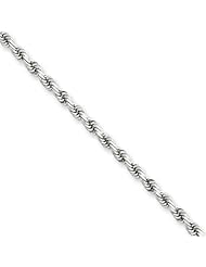2.9mm, 14 Karat White Gold, Diamond-Cut Rope Chain - 7 inch