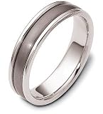 6mm Titanium and Platinum Wedding Band Ring