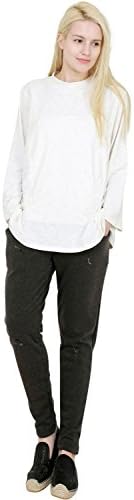Love Handy Women's Two Piece Long Sleeved Pull Round-neck Fleece Set (Ivory White)