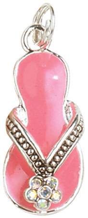 Sterling Silver 24mm Charm - Flip Flop 1PK/Pink