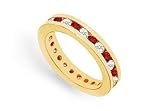 Diamond and Ruby Eternity Band : 14K Yellow Gold 1.00 CT TGW Diamond and Ruby Eternity Band : 14K Yellow Gold 1.00 CT TGW