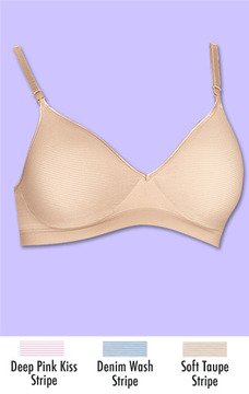 Barely There Women's Flawless Fit Comfy Support Wire-Free Bra #4472,Denim Wash Stripe,34A/B