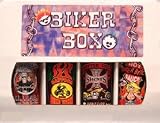 Biker Gift Set - Biker Gourmet Hot Sauce Gift Box: A great gift for any heat lovin' biker! This set contains Sturgis Bike Rally Hot Sauce 5oz, HAWG 5oz, Crazy Jerry's Biker Trash Habanero Garlic Sauce 5oz, and Daytona Bike Week Hot Sauce 5oz.