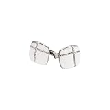 14K White Gold Gents Diamond Cuff Links