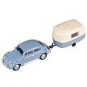 HO Die-Cast Classic VW Beetle w/Camper, Blue