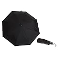 Unisex Small Plain Black Automatic Umbrella