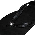 BLACK CLEAR FLOWER Swarovski Crystal Havaianas Flip Flops Sandals Thongs sizes 5-11
