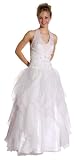 Romantic Halter Floral Caviar Contrast Long Ruffle Asymmetrical Layered Tulle Wedding Gown
