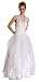 Romantic Halter Floral Caviar Contrast Long Ruffle Asymmetrical Layered Tulle Wedding Gown