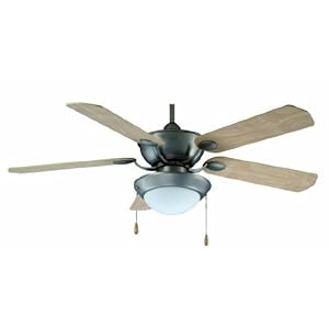 Royal Pacific 1018BP Turbine 5-Blade 52-Inch Ceiling Fan, Light kit included, Brushed Pewter with Natural Maple Blades
