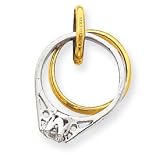 14k Two-tone Wedding Rings with CZ Charm - Measures 19.4x13.7mm