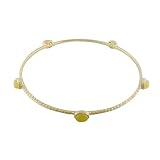 14K Gold-Over-Silver Textured Bangle Yellow Agate