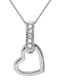 9ct White Gold Ladies Diamond Bale Heart Pendant & Chain