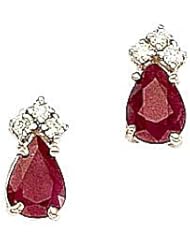 14kt Yellow Gold Pearshape Ruby and Diamond Stud Earrings