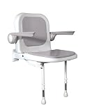 AKW Padded Fold Up Shower Seat with Back and Arms, Gray