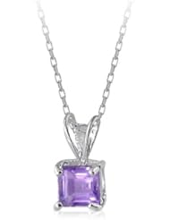 Sterling Silver 6mm Square-Cut Pendant Necklace, 18"
