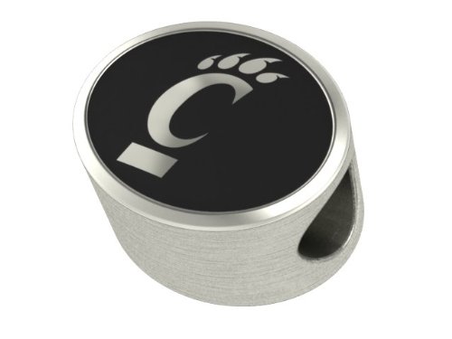 Cincinnati Bearcats Collegiate Bead Fits Most Pandora Style Bracelets Including Pandora, Chamilia, Biagi, Zable, Troll and More. High Quality Bead in Stock for Immediate Shipping