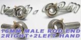 4 Male Rod End 16mm POS16 2 Right and 2 Left Hand Ball Bearings