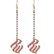 Rocawear Pink Austrian Crystal Rw Logo Gold Drop Earrings