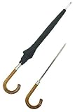 Umbrella Cane with Stainless Steel Sword Blade and Crook Handle