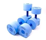 Exervo Water Aerobics & Exercise Pool Dumbbell Weights Combo Set Medium & Heavy Resistance Pairs, Blue With Free Mesh Dry Bag