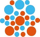 Set of 30 - Orange / Ice Blue Circles Polka Dots Vinyl Wall Graphic Decals Stickers
