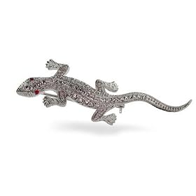 Sterling Silver Diamond Cubic Zirconia Lizard Pin