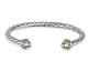 18k Yellow Gold and Sterling Silver Cuff Bracelet