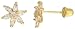 14k Yellow Gold 5/16 (8mm) tall Flower Stud Earrings, w/ Marquise Cut & Brilliant Cut CZ Stones