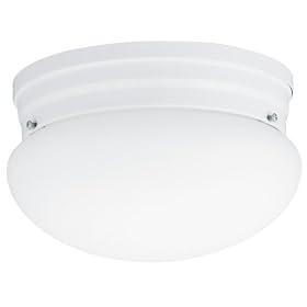 Lithonia Lighting One-Light Fluorescent Flush-Mount Ceiling Fixture, White Globe #10975 WH... by Lithonia Lighting