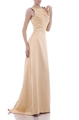A-line Satin Bateau Neck  Dress with a Brush/Sweep Train 