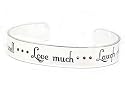 Live Well..Love Much..Laugh Often Inspirational Message Silver Tone Metal Cuff Bracelet