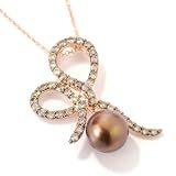 14K Rose Gold South Sea Chocolate Cultured Pearl & Diamond Pendant w/ Chain